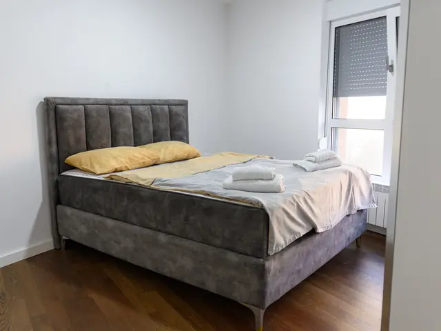 Stan na dan Kragujevac – Tesla Palace – dvosoban: spavaća soba sa bračnim krevetom